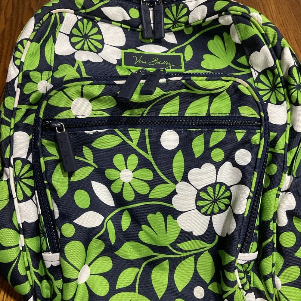 Vera Bradley floral canvas backpack with matching quilted shoulder purse-pockets